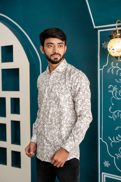 Micro Floral Printed Men's Casual Shirt