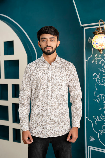 Micro Floral Printed Men's Casual Shirt