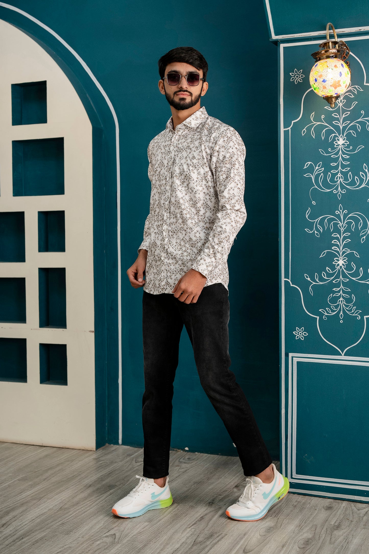 Micro Floral Printed Men's Casual Shirt