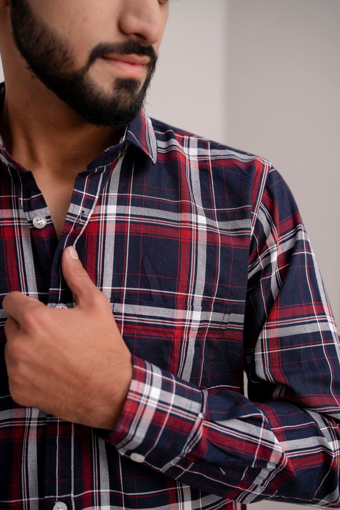 Kite Check With Navy Blue Men's Shirt