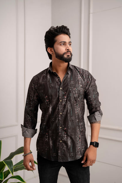 Multi Color Satin Lycra Print Men's Shirt's