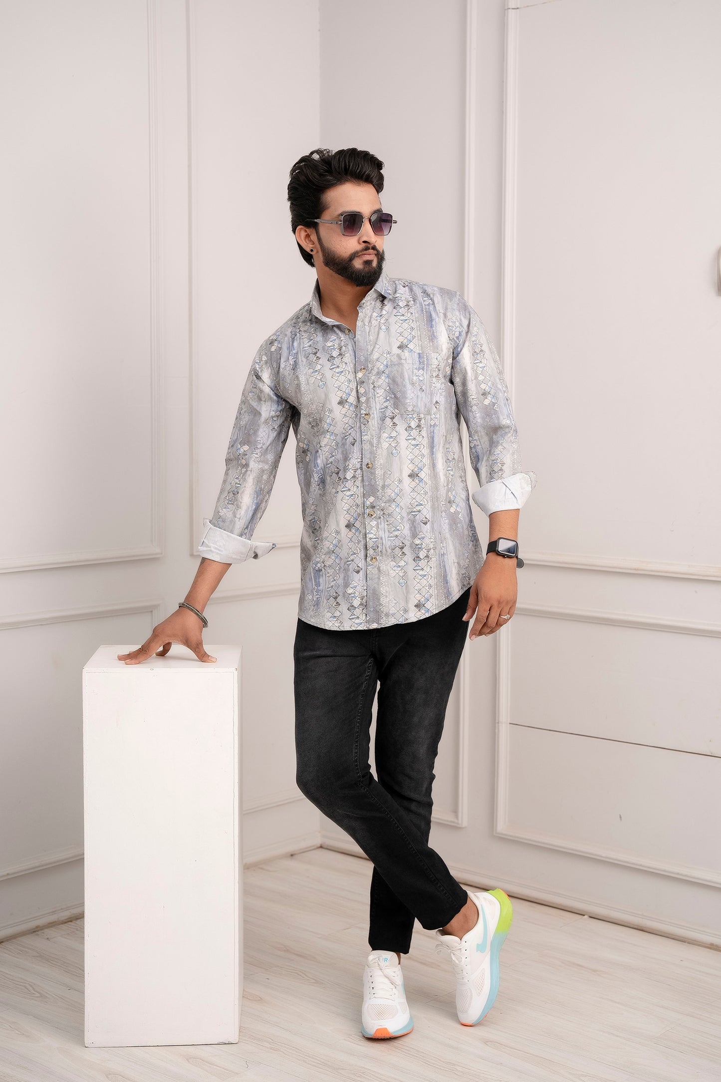 Lycra Digital Print Casual Shirt's