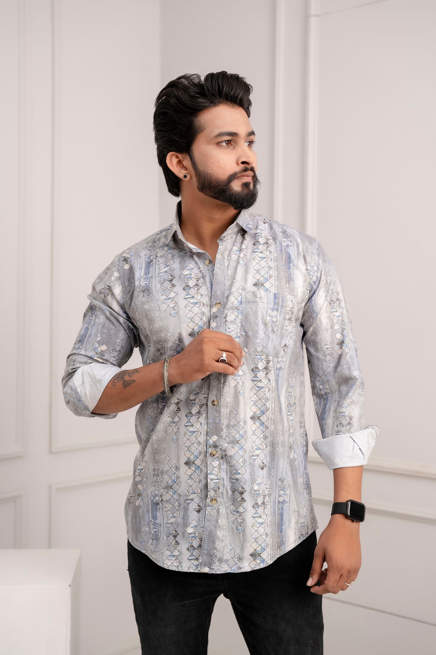 Lycra Digital Print Casual Shirt's