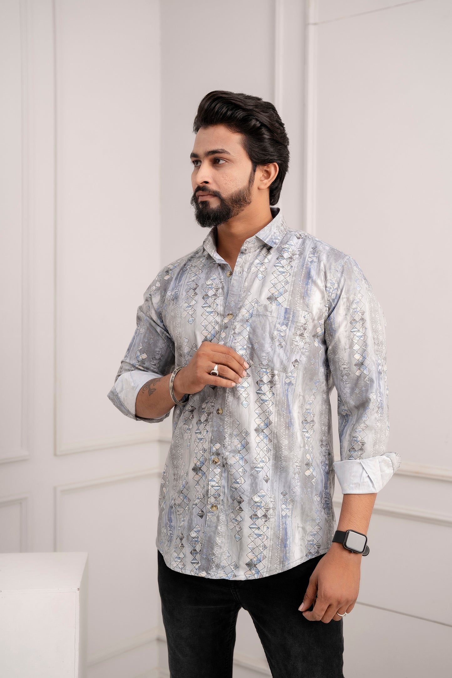 Lycra Digital Print Casual Shirt's